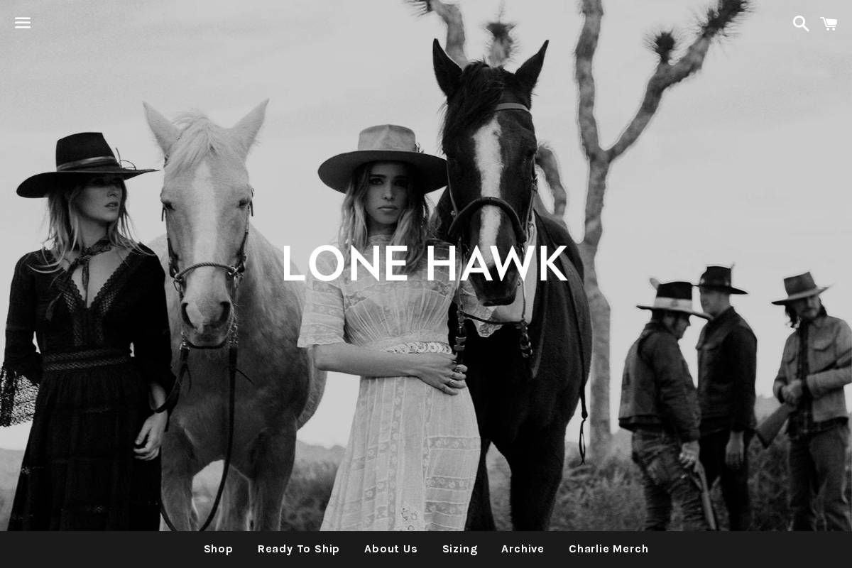 lonehawkhats.com homepage screenshot