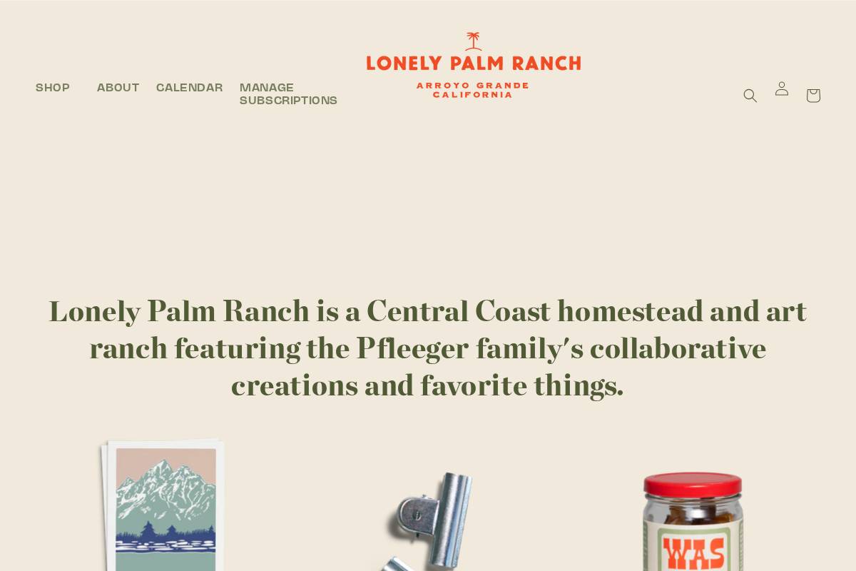 Lonely Palm Ranch Arroyo Grande homepage screenshot
