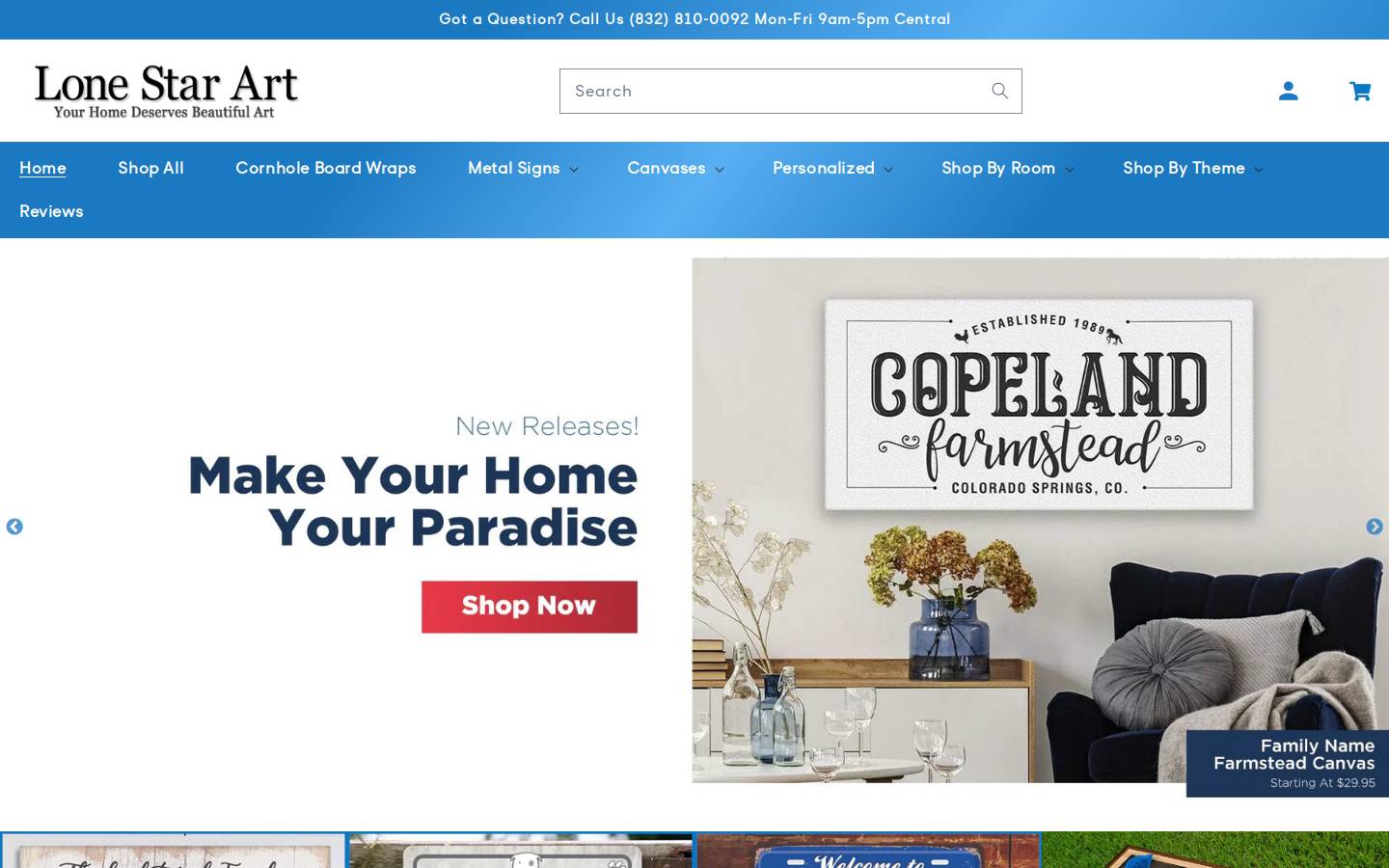 lonestarart.com homepage screenshot