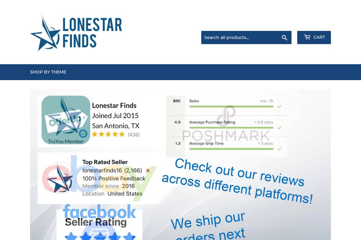 lonestarfinds.com homepage screenshot