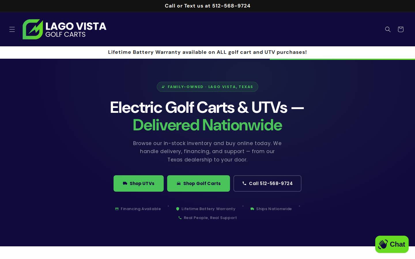 lonestargolfcarts.com homepage screenshot