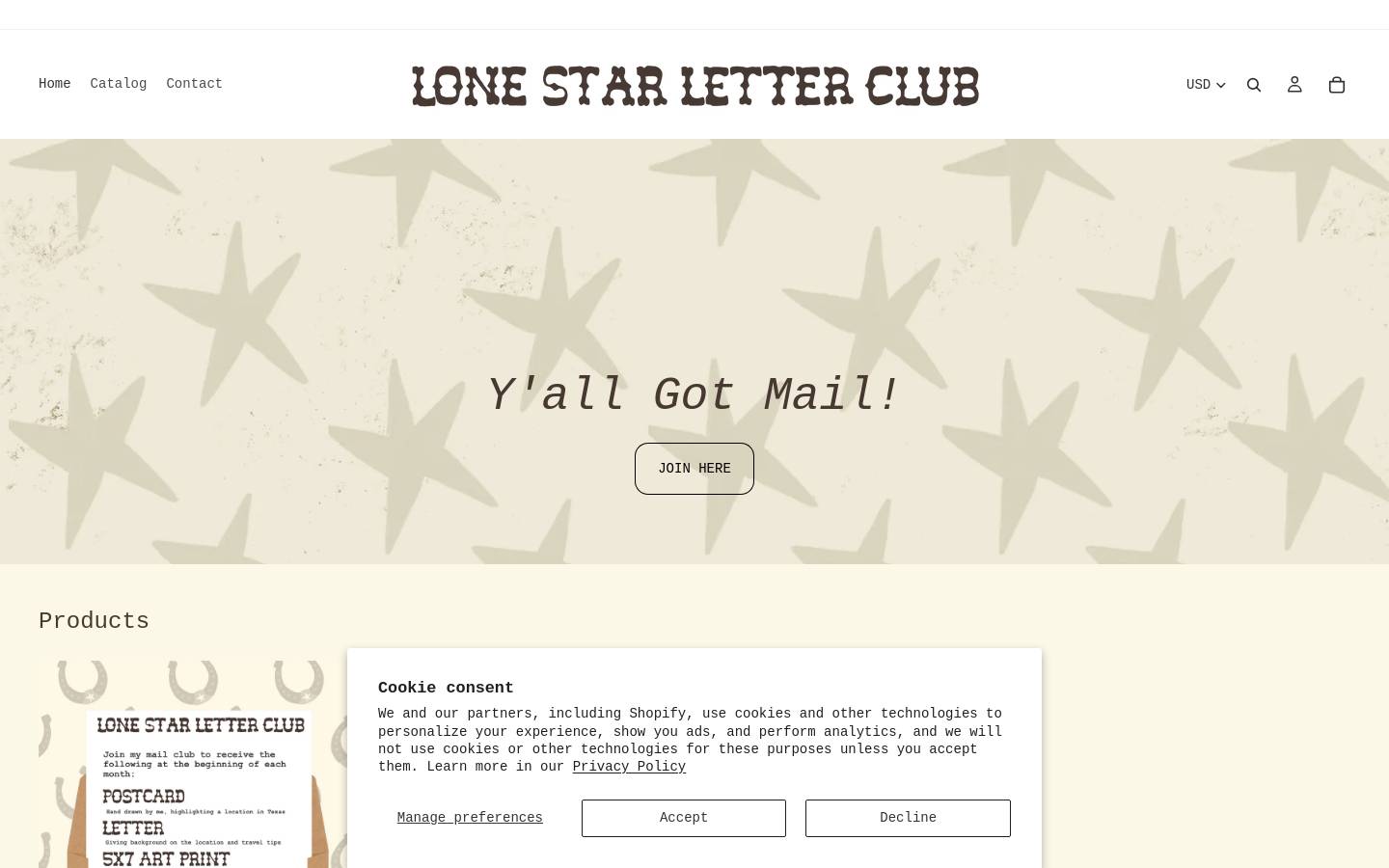 lonestarletterclub.com homepage screenshot