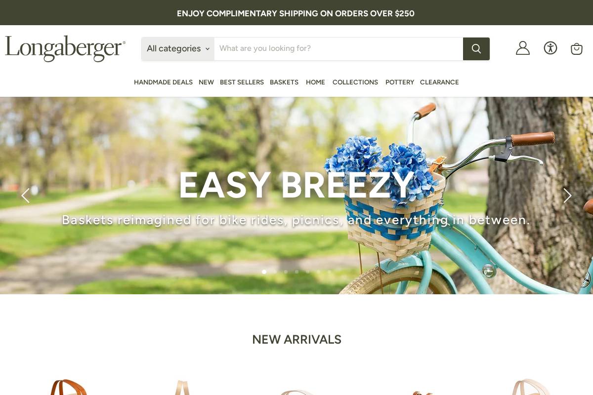 Longaberger homepage screenshot