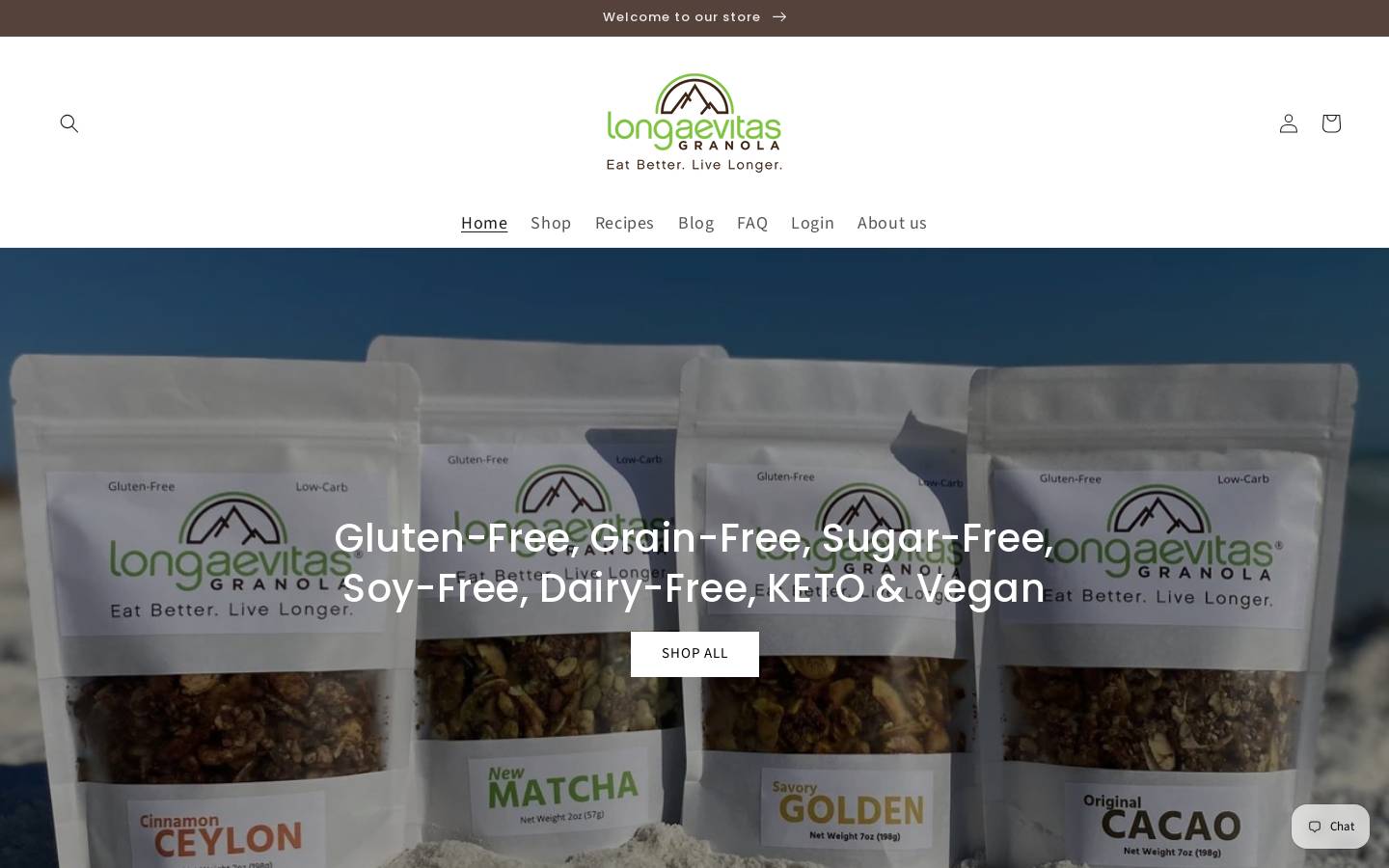 longaevitasgranola.com homepage screenshot