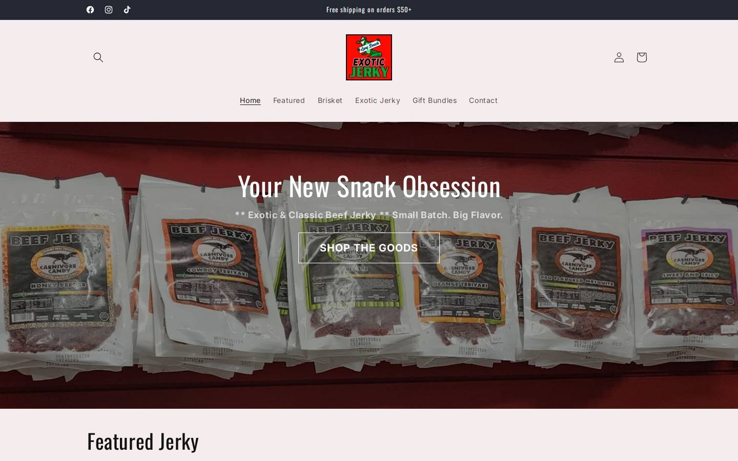 longbeachexoticjerky.com homepage screenshot