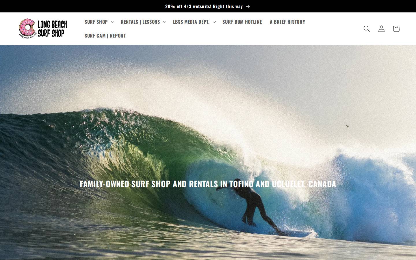 longbeachsurfshop.com homepage screenshot