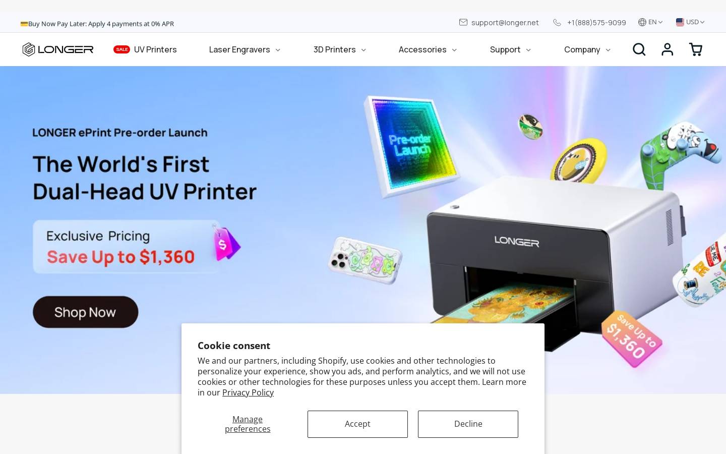 longer3d.com homepage screenshot