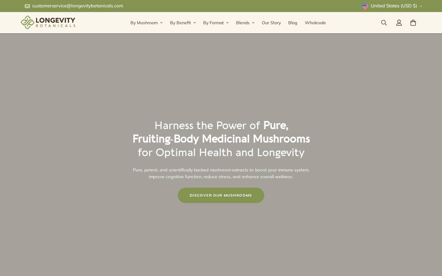 Longevitybotanicals homepage screenshot