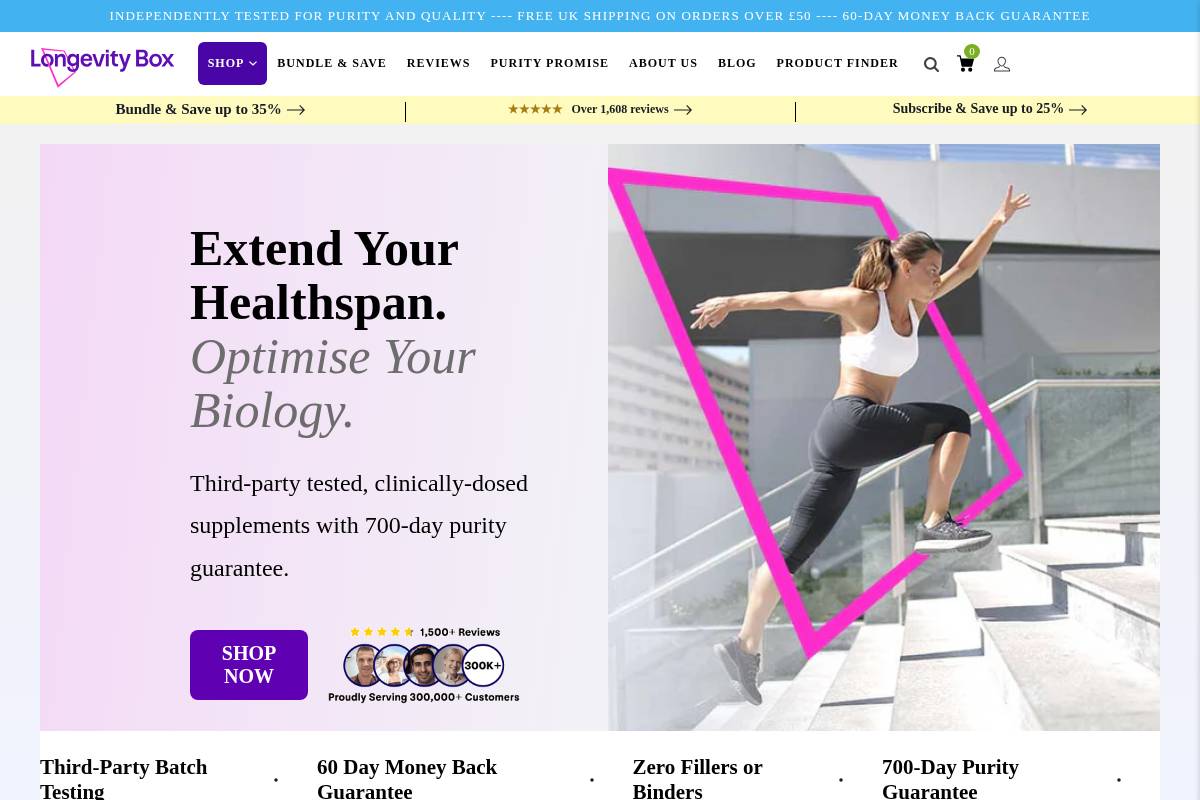 Longevitybox homepage screenshot