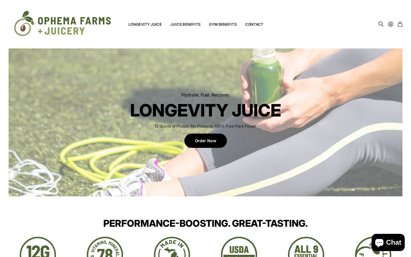 longevityjuices.com homepage screenshot