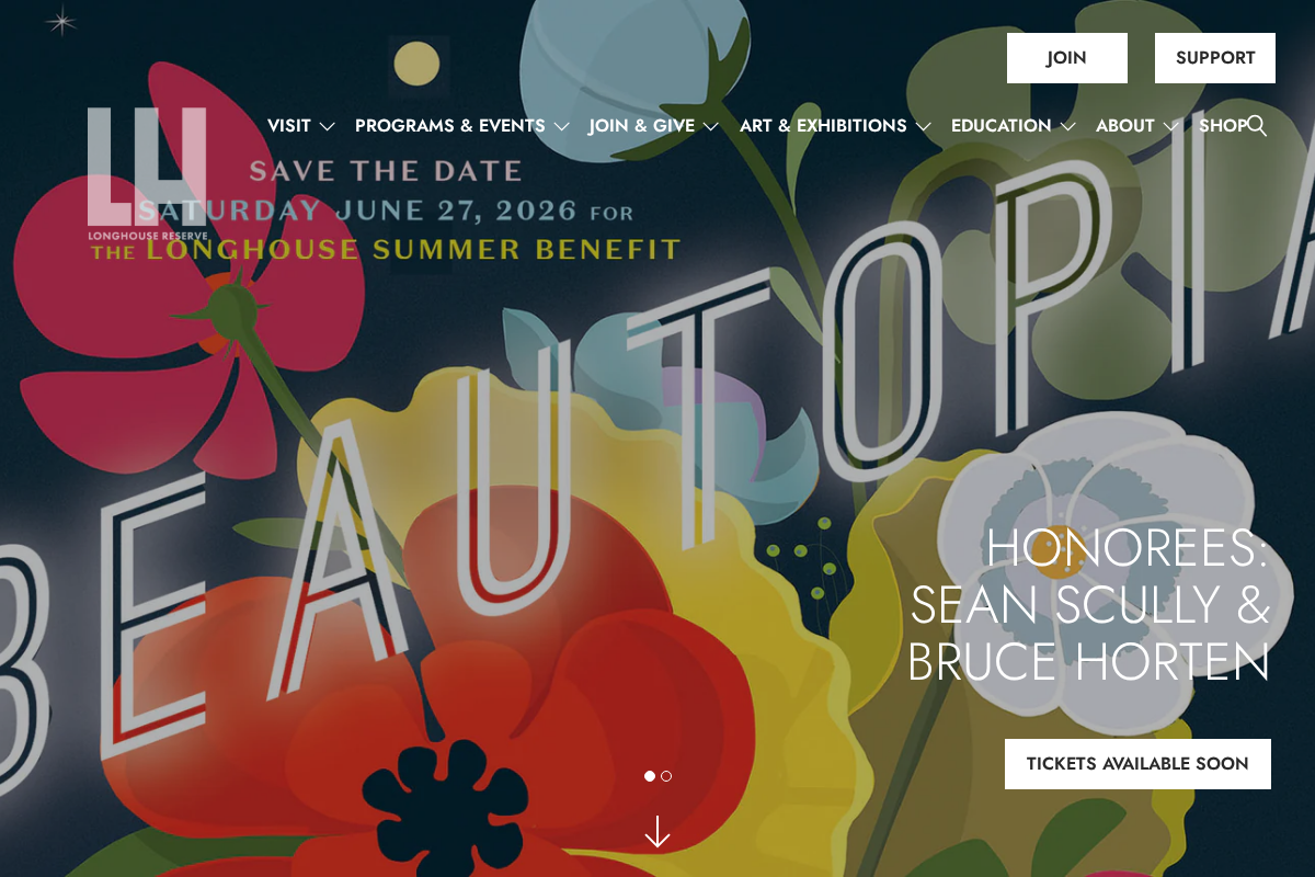 LongHouse Reserve homepage screenshot