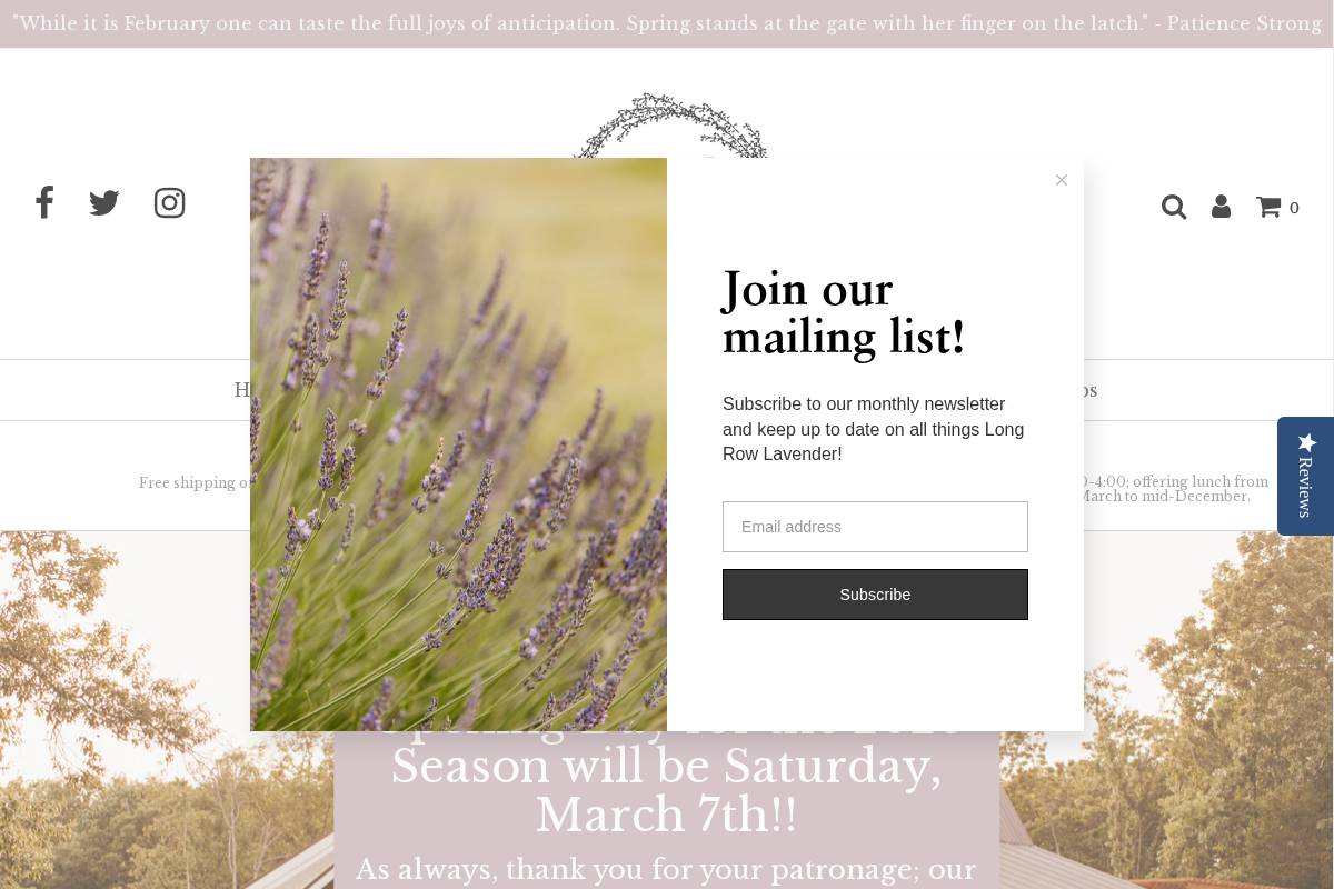 longrowlavender.com homepage screenshot