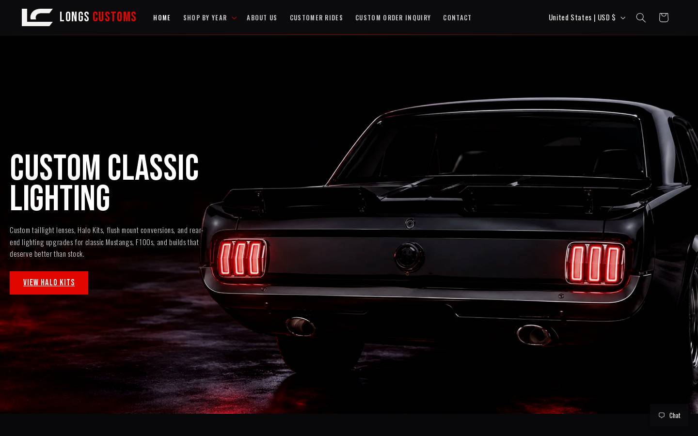 longscustoms.com homepage screenshot