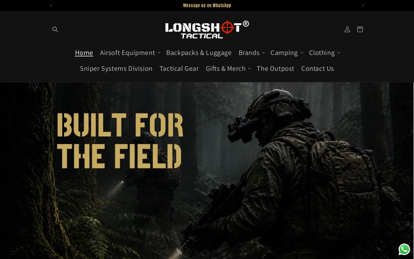 longshottactical.com homepage screenshot