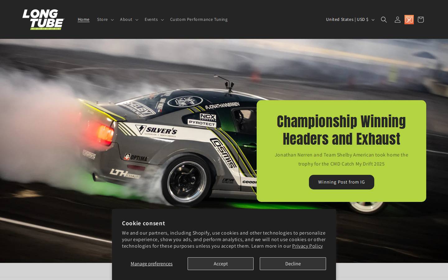 longtubeheaders.com homepage screenshot