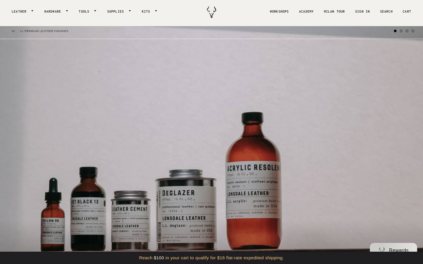 lonsdaleleather.com homepage screenshot