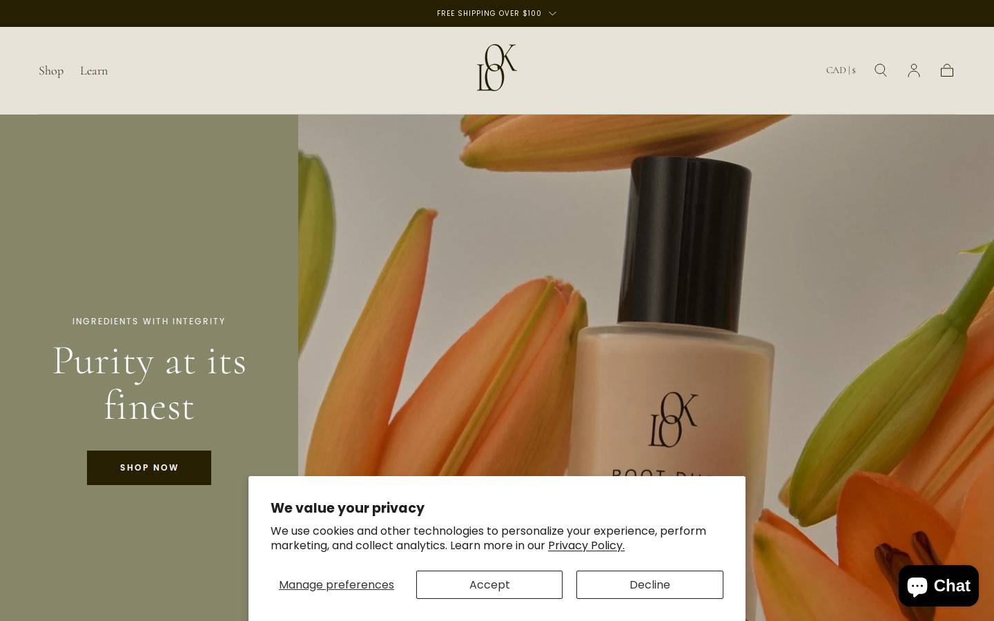 lookorganics.ca homepage screenshot