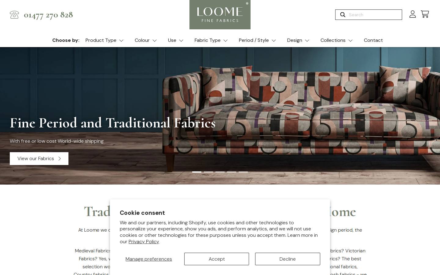 loomefabrics.co.uk homepage screenshot