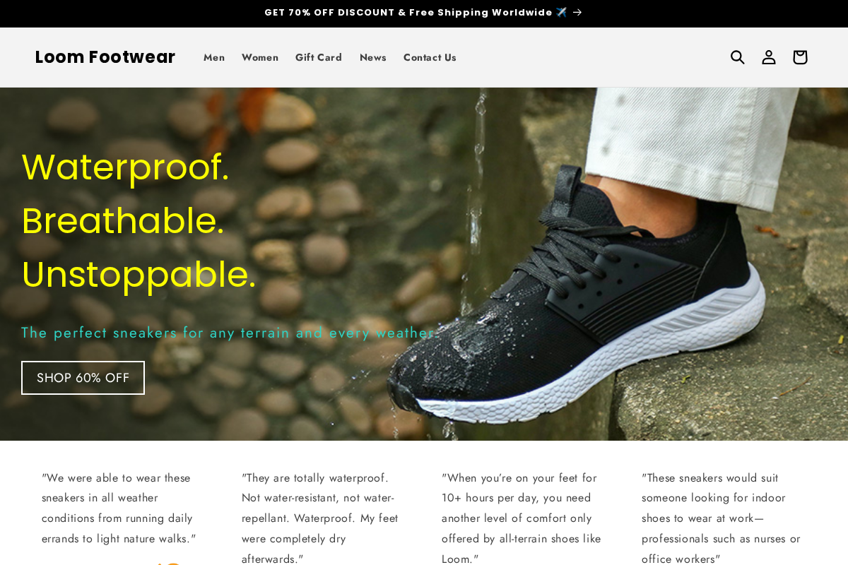 loomfootwear.com homepage screenshot
