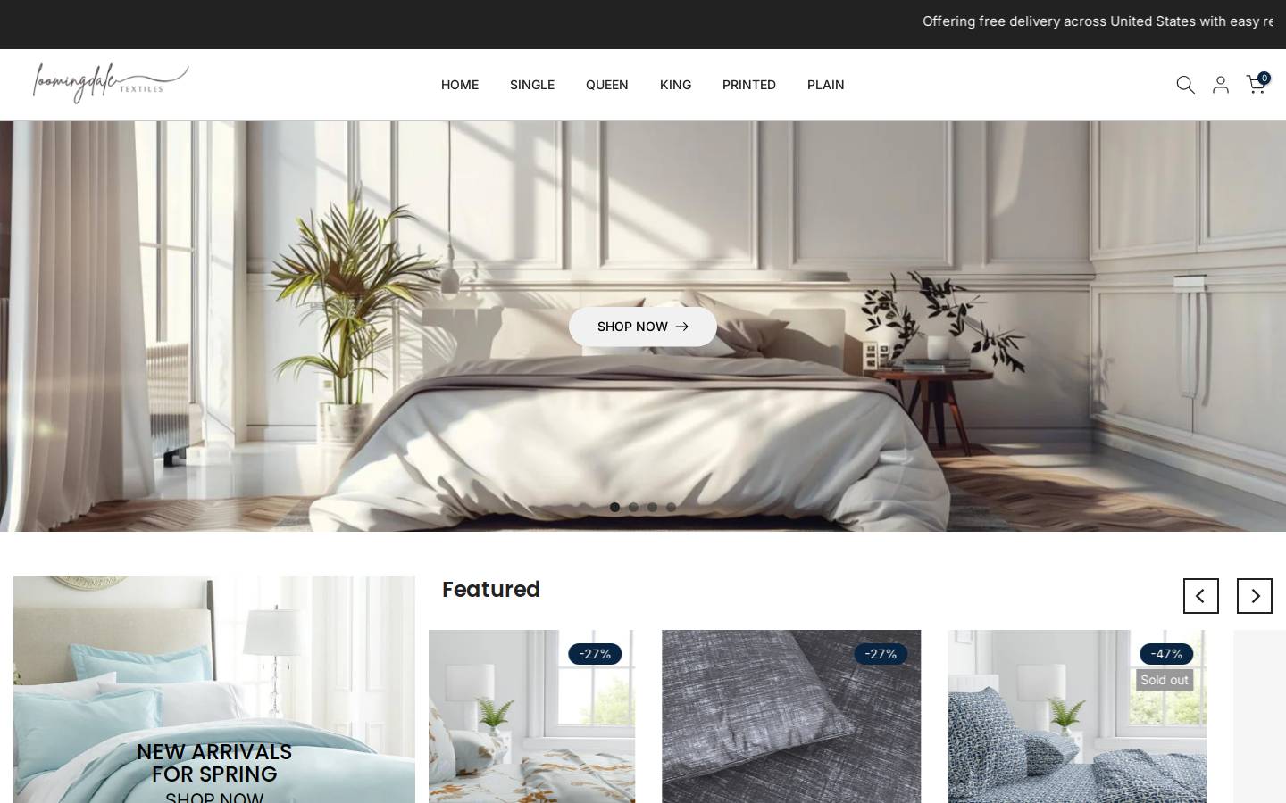 loomingdale.com homepage screenshot