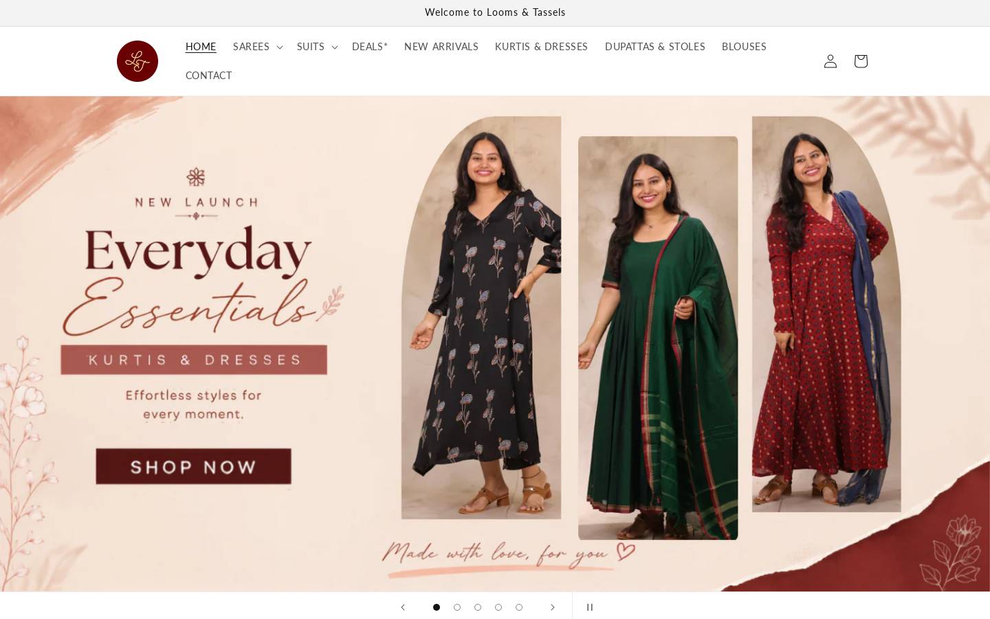 loomsandtassels.com homepage screenshot