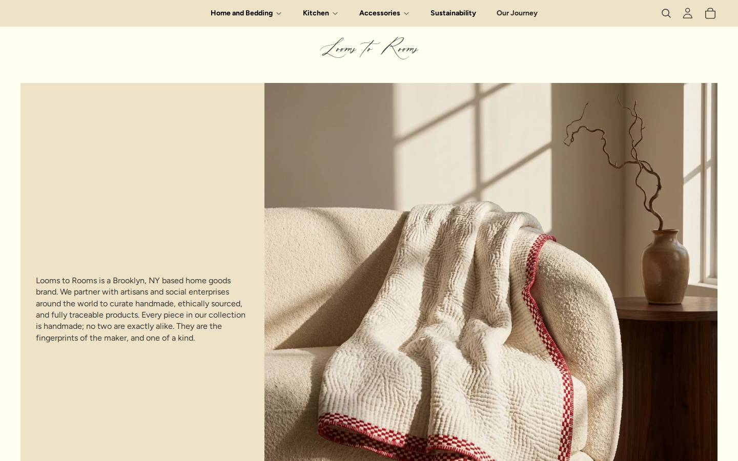 loomstorooms.com homepage screenshot