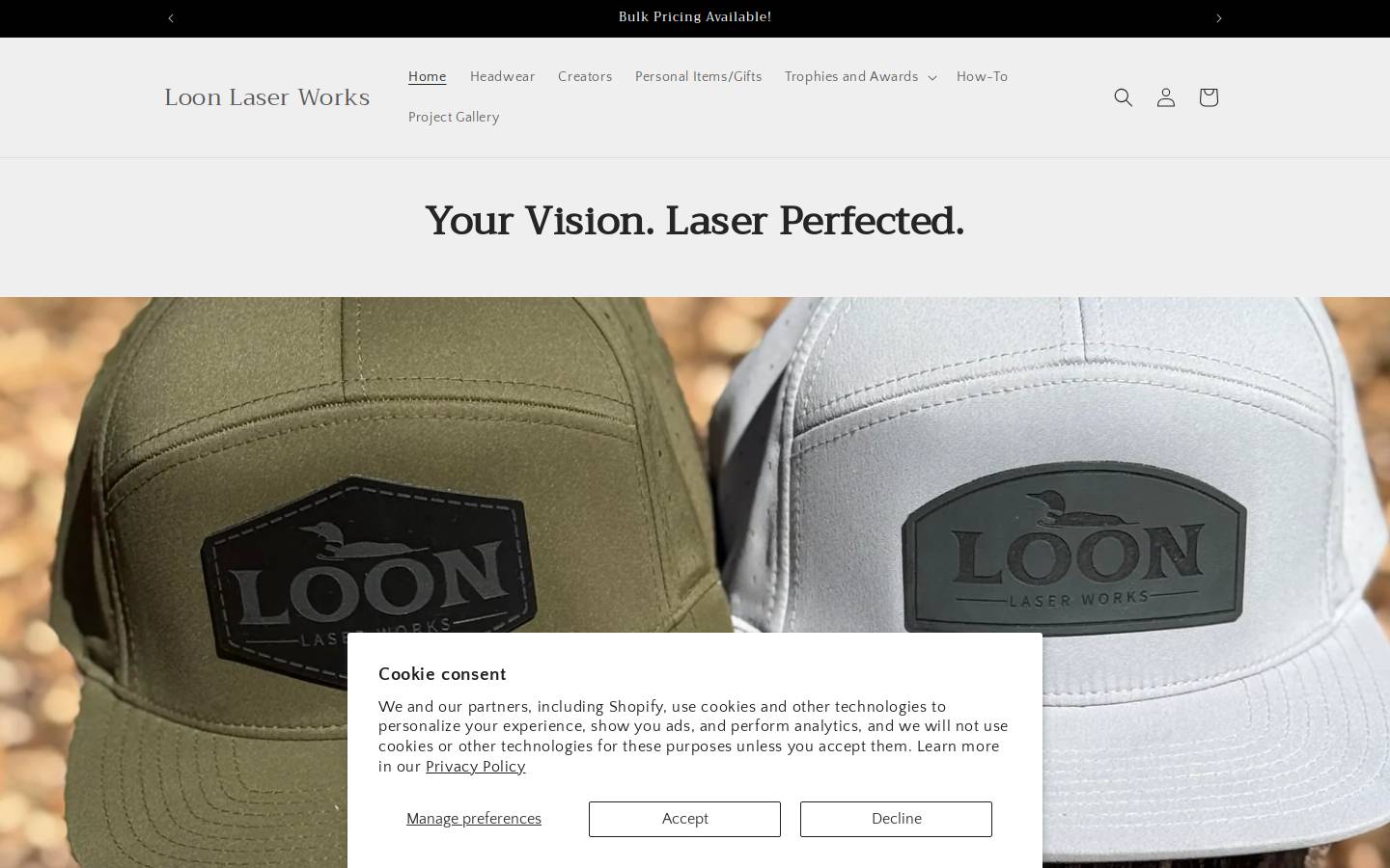 loonlaserworks.com homepage screenshot