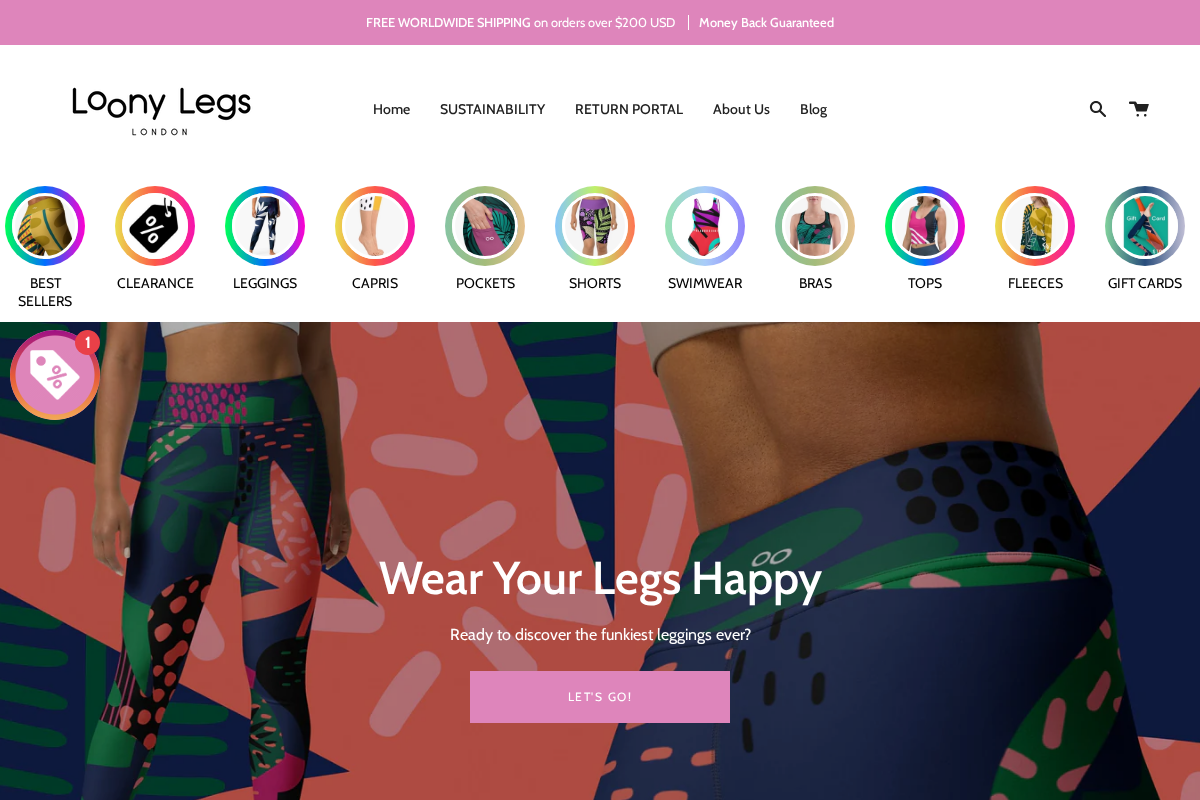 Loony Legs homepage screenshot