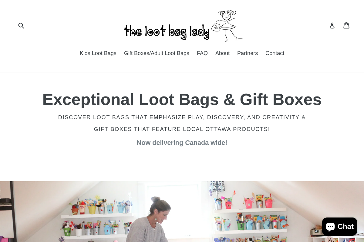 The Loot Bag Lady homepage screenshot