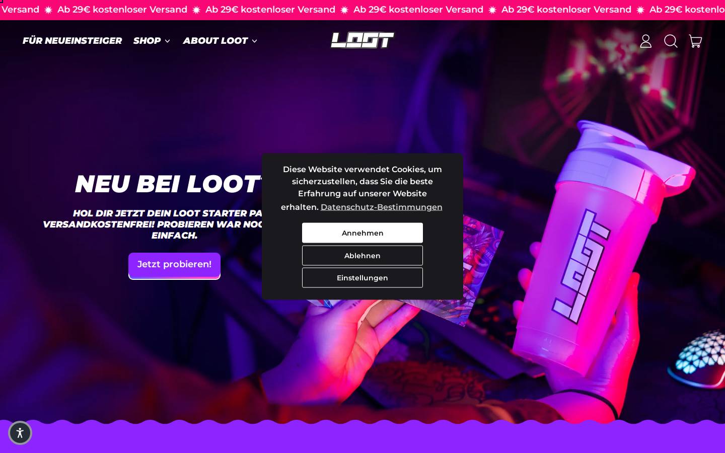 lootdrink.com homepage screenshot