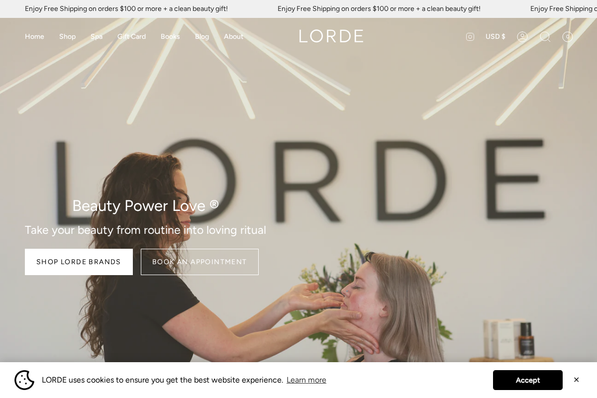 LORDE Beauty and Cosmetics homepage screenshot