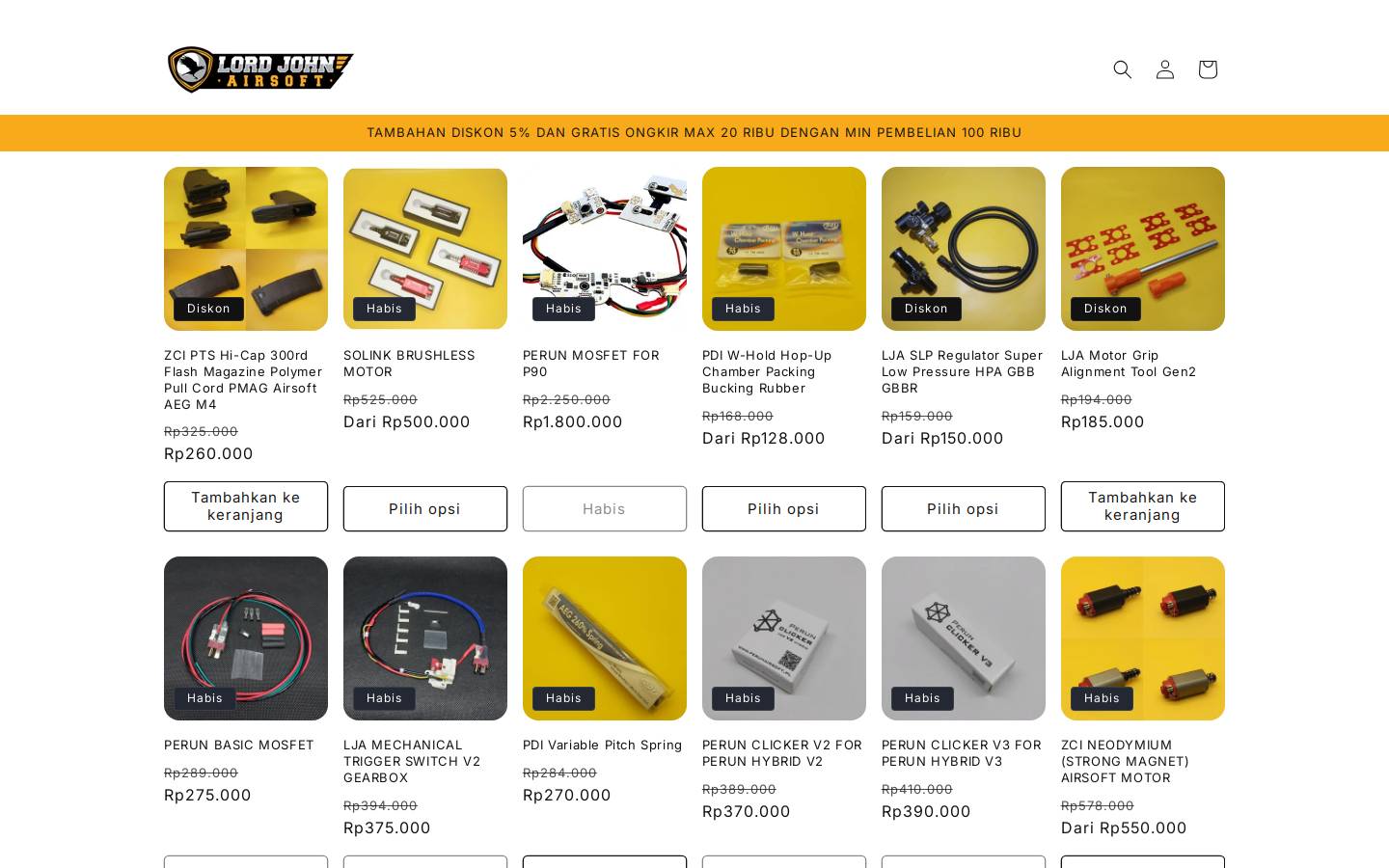 lordjohnairsoft.com homepage screenshot