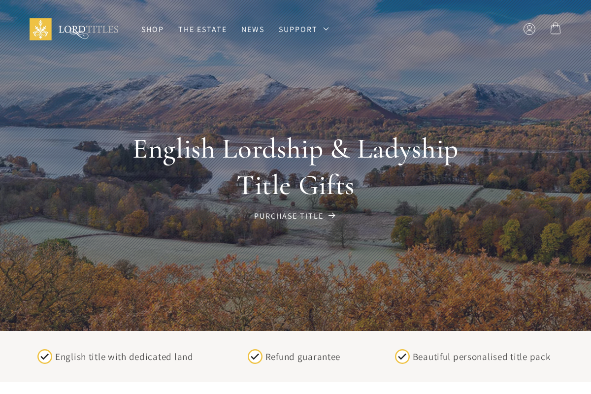lordtitles.co.uk homepage screenshot
