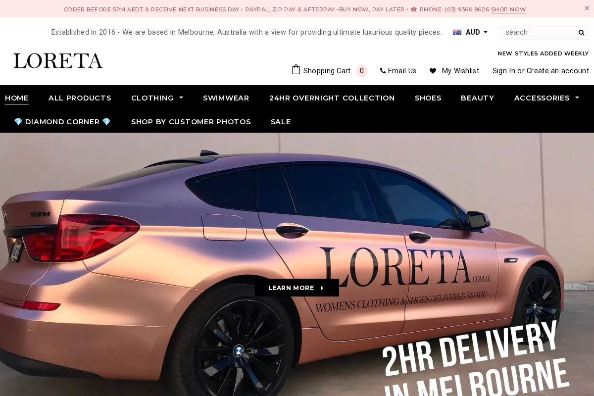 LORETA homepage screenshot
