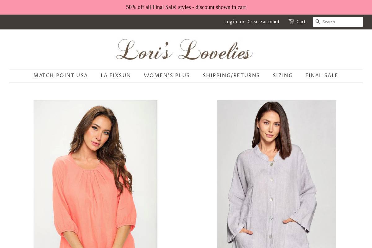 lorislovelies.com homepage screenshot