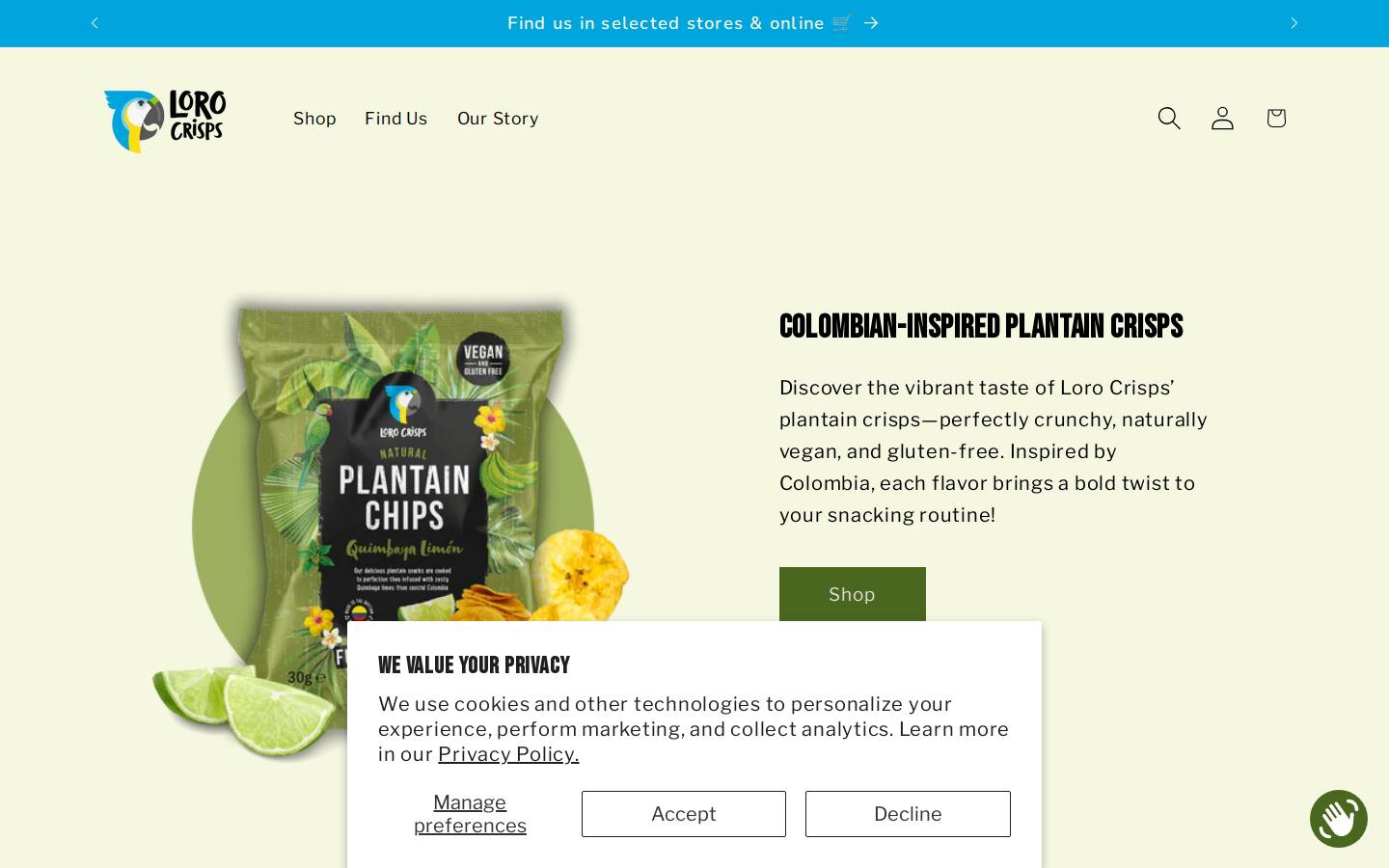 lorocrisps.com homepage screenshot