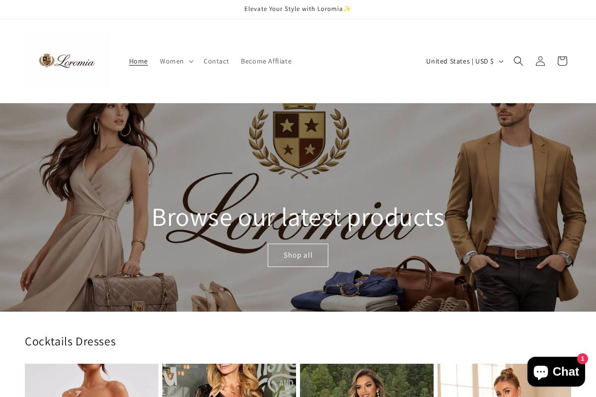 loromia.com homepage screenshot