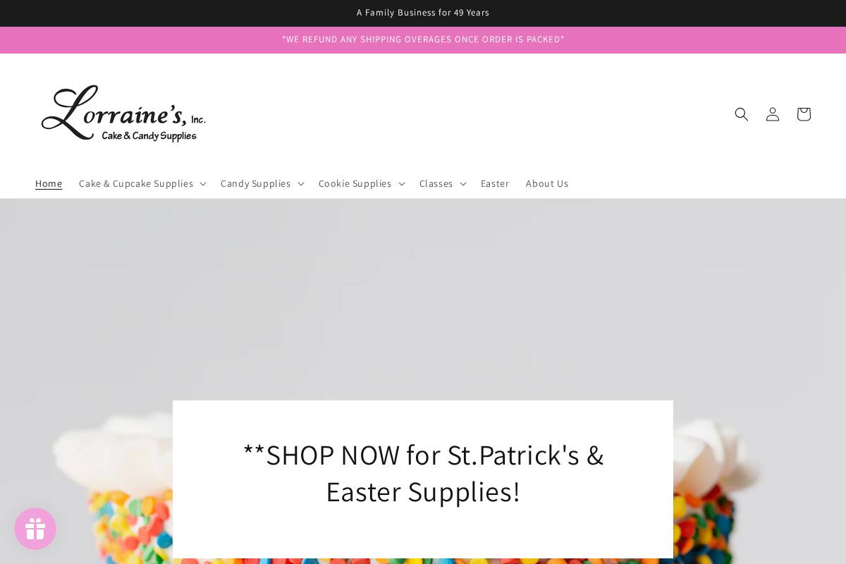 lorrainescakesupply.com homepage screenshot