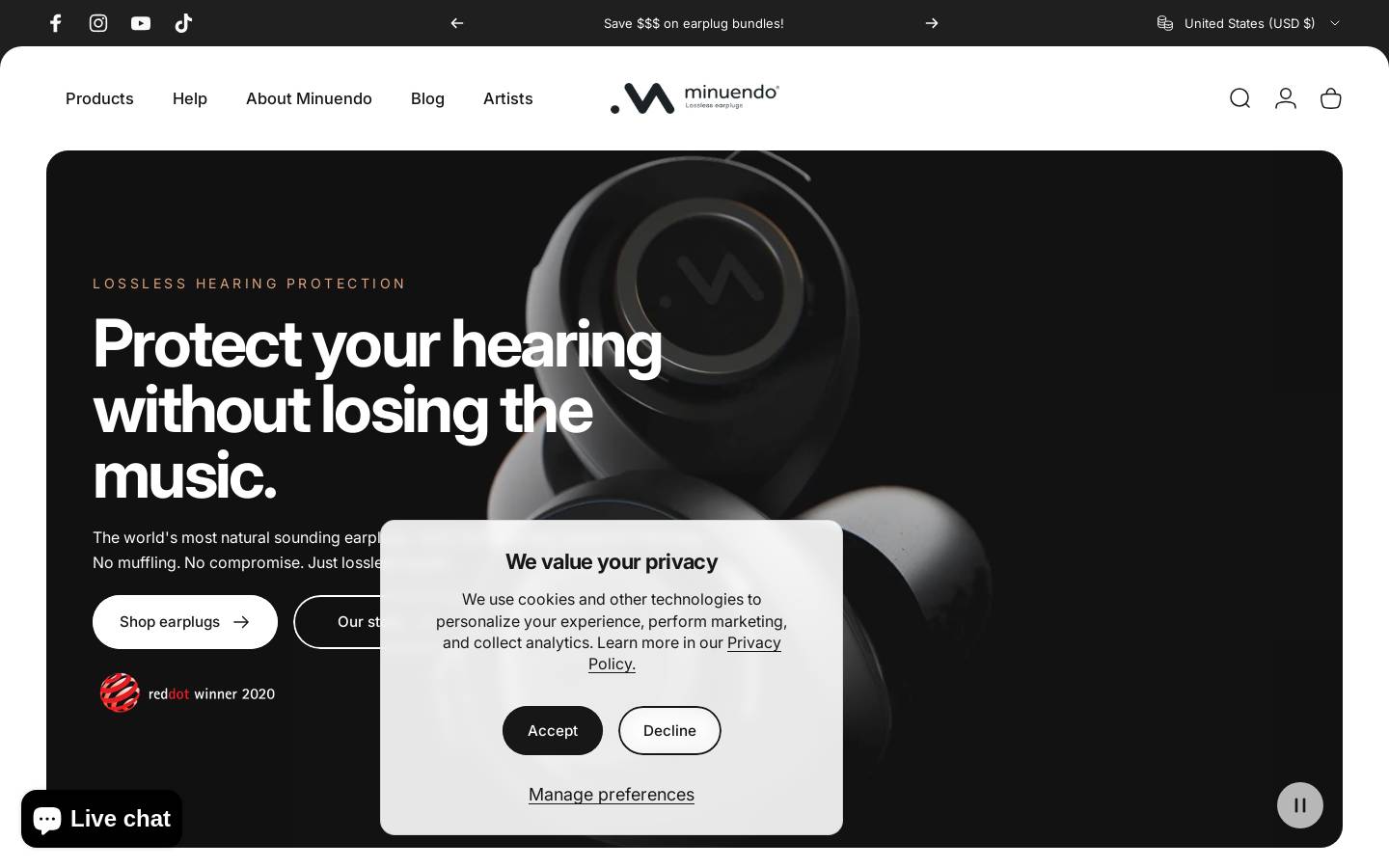 losslessearplugs.com homepage screenshot