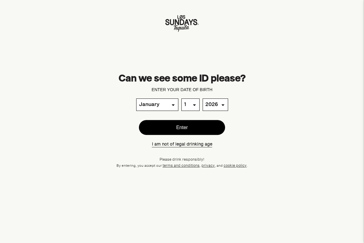 Los Sundays Tequila Co homepage screenshot