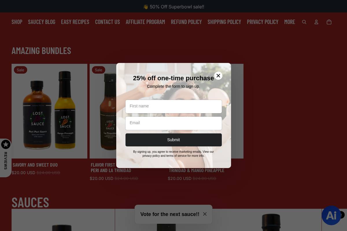 lostinthesauce.store homepage screenshot