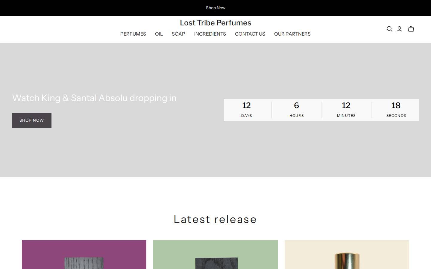 losttribeperfumes.com homepage screenshot