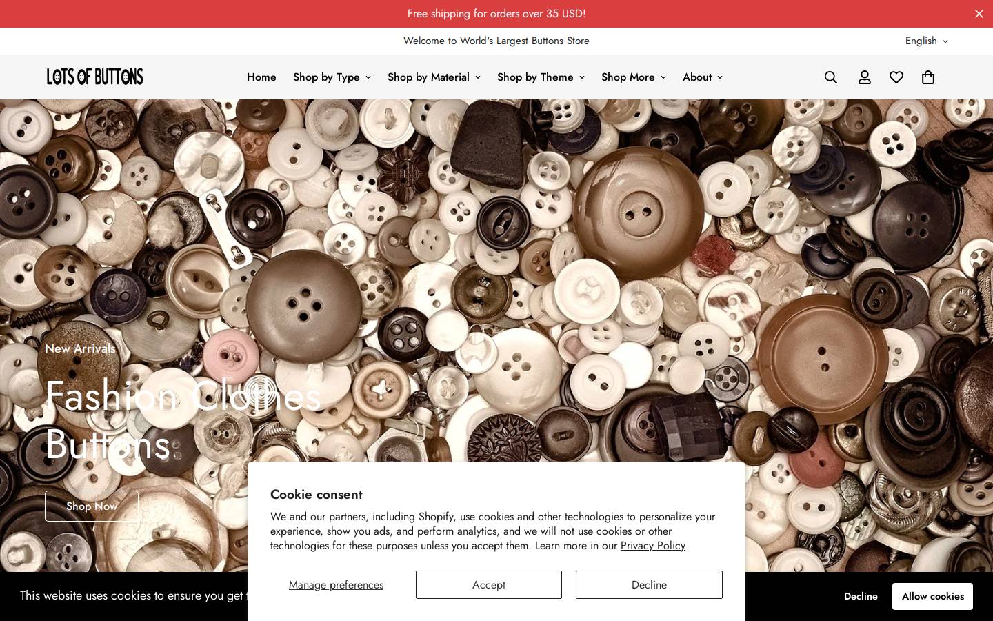 Buttons homepage screenshot