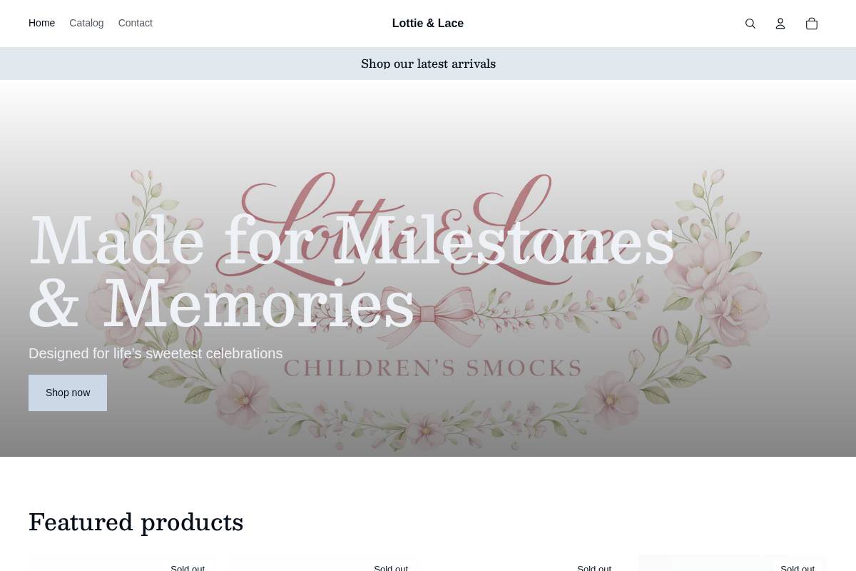 lottieandlace.com homepage screenshot