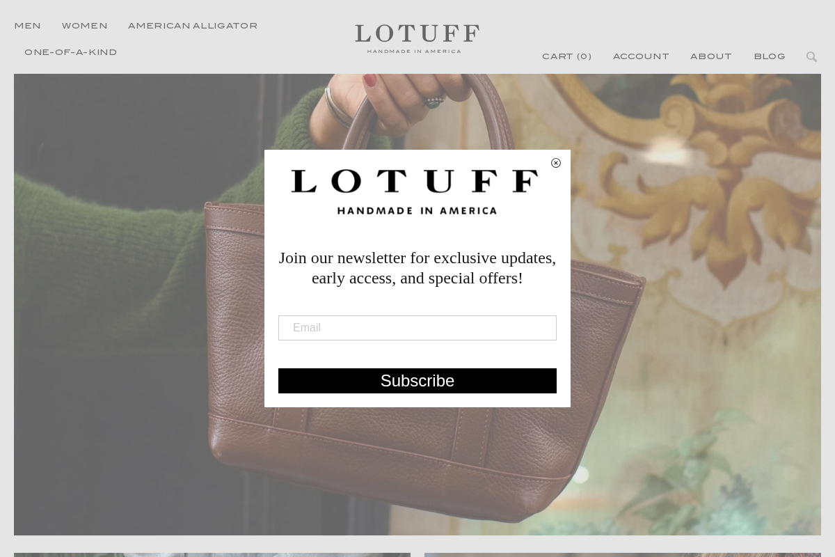 Lotuff Leather homepage screenshot
