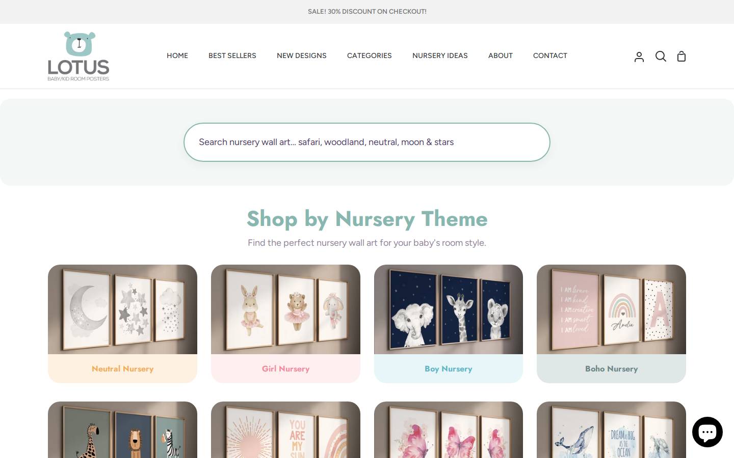 lotusnurseryarts.com homepage screenshot