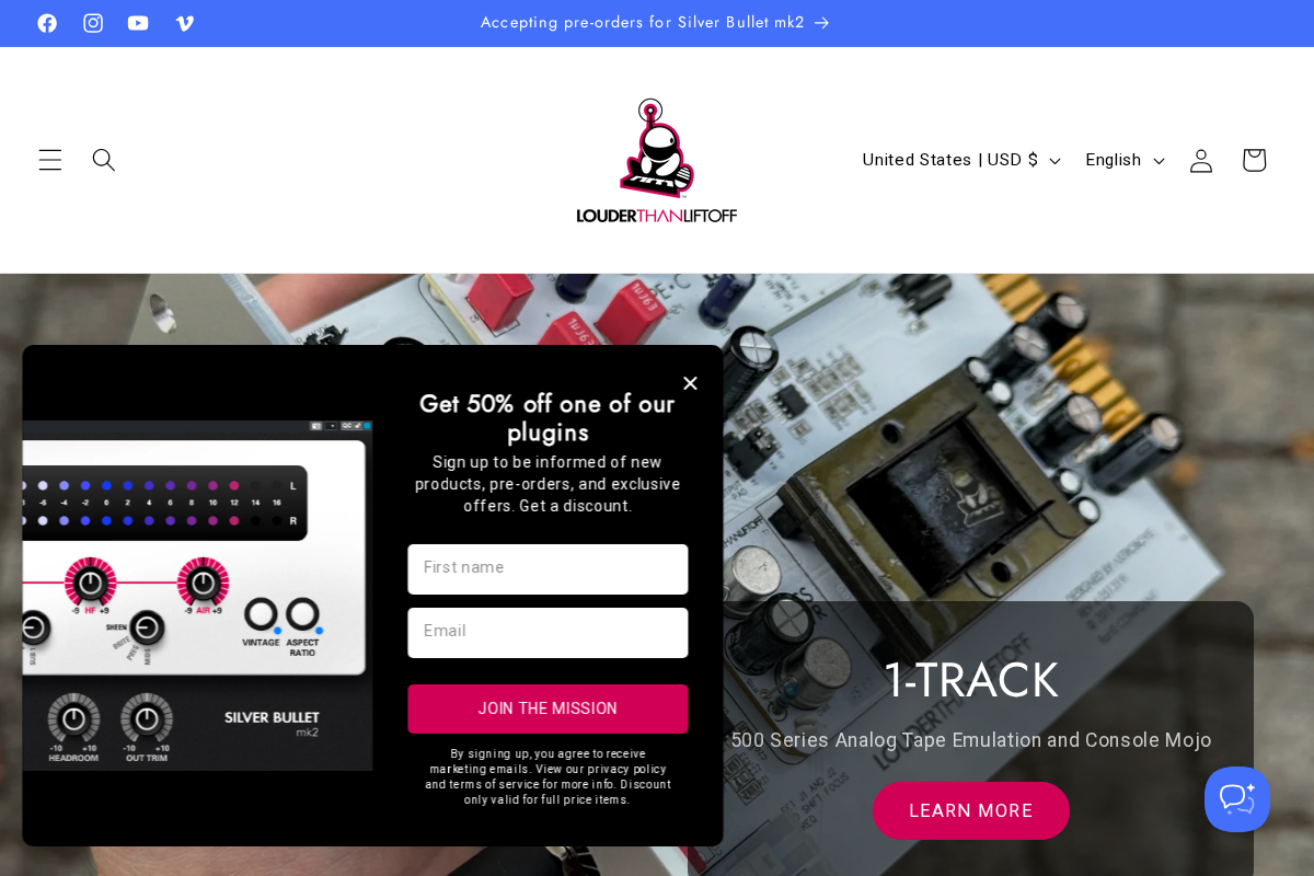 Louder Than Liftoff homepage screenshot