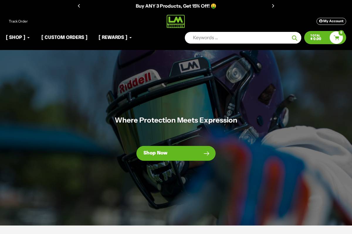 loudmouthguards.com homepage screenshot