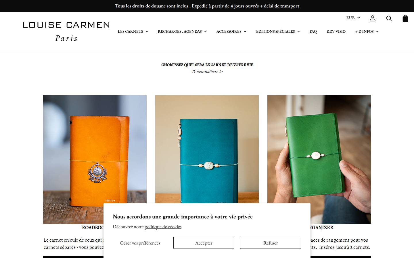 Louise Carmen Paris homepage screenshot