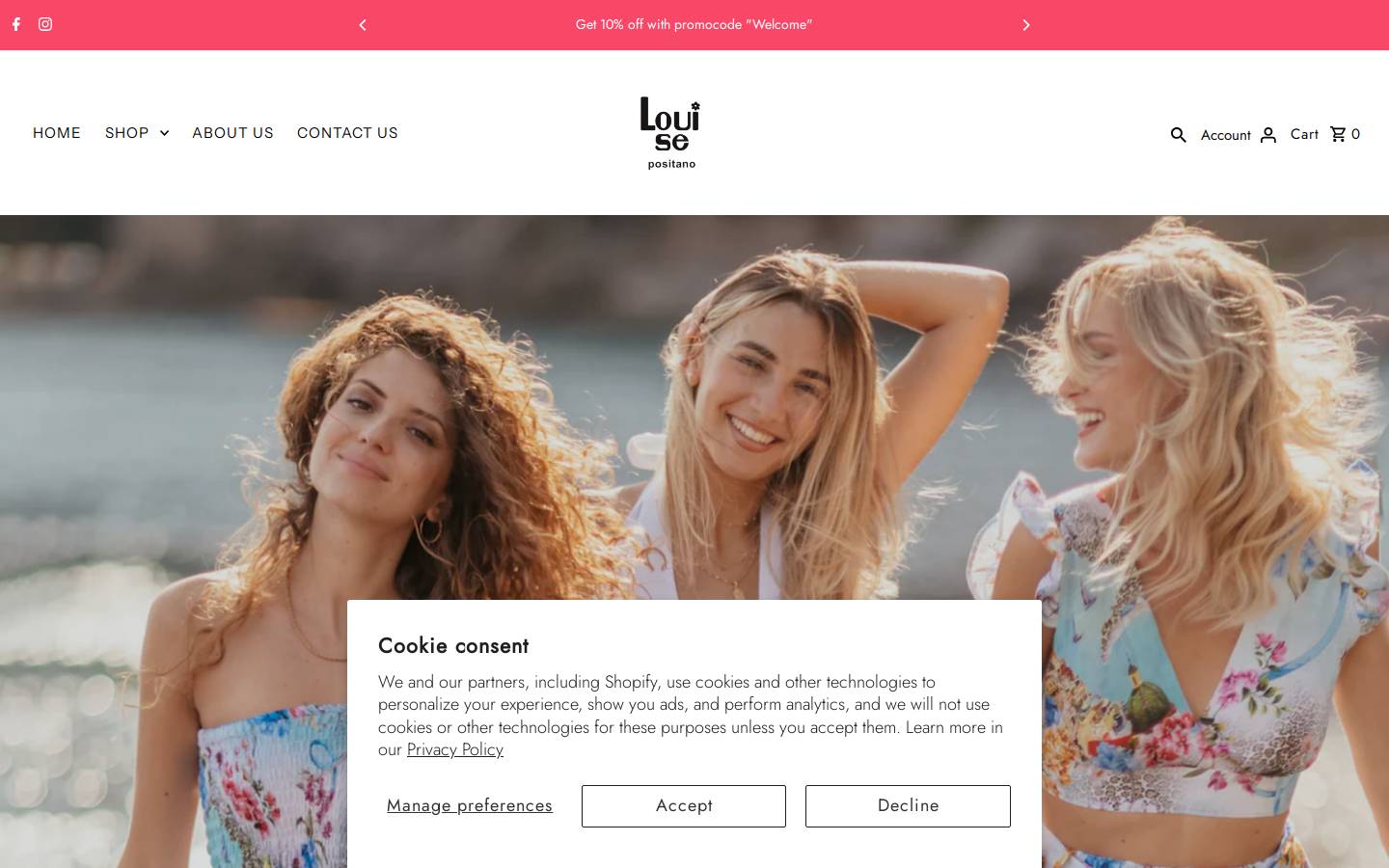 louisepositano.com homepage screenshot